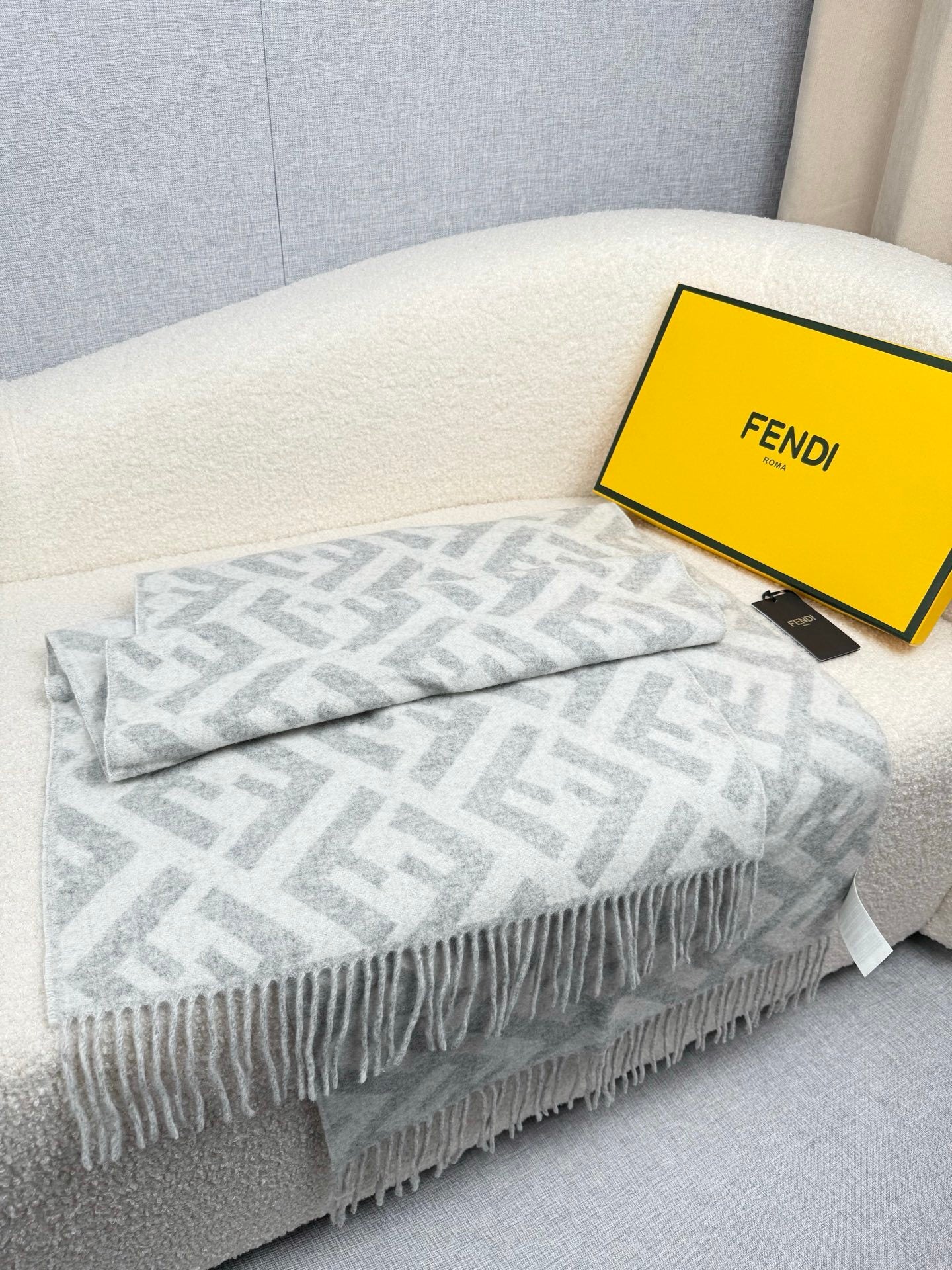 Fendi Classic Cashmere Shawl Long Scarf