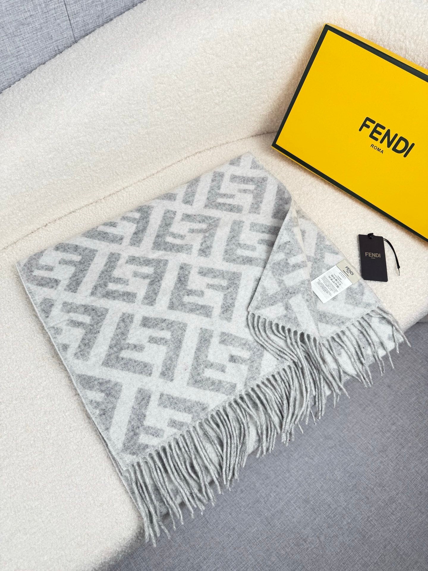 Fendi Classic Cashmere Shawl Long Scarf