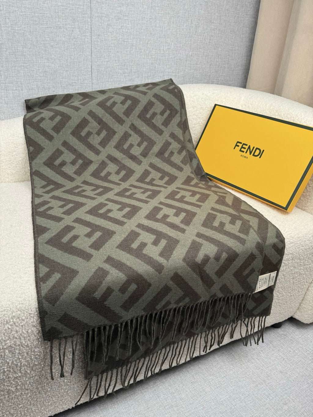 Fendi Classic Cashmere Shawl Long Scarf