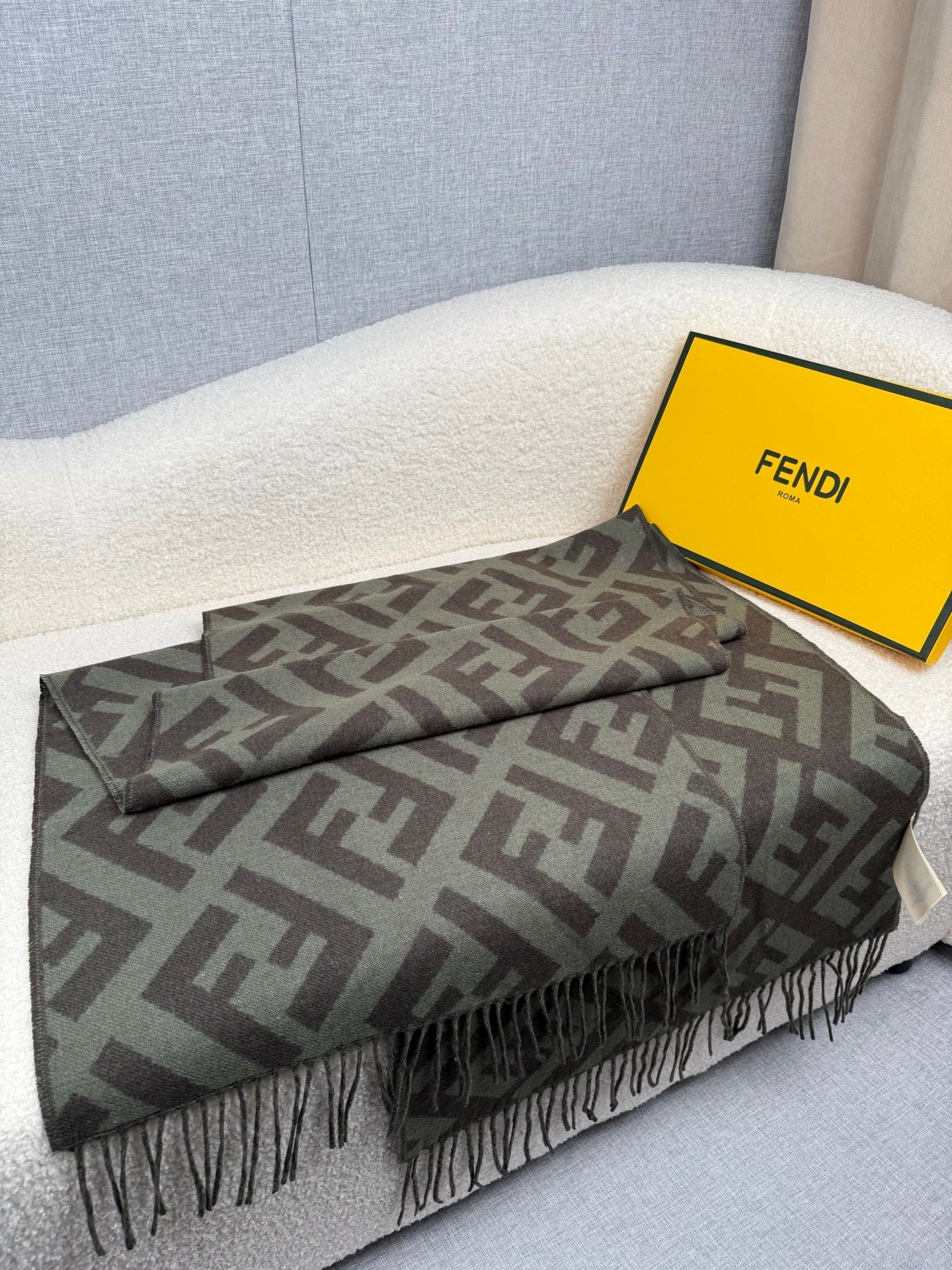 Fendi Classic Cashmere Shawl Long Scarf