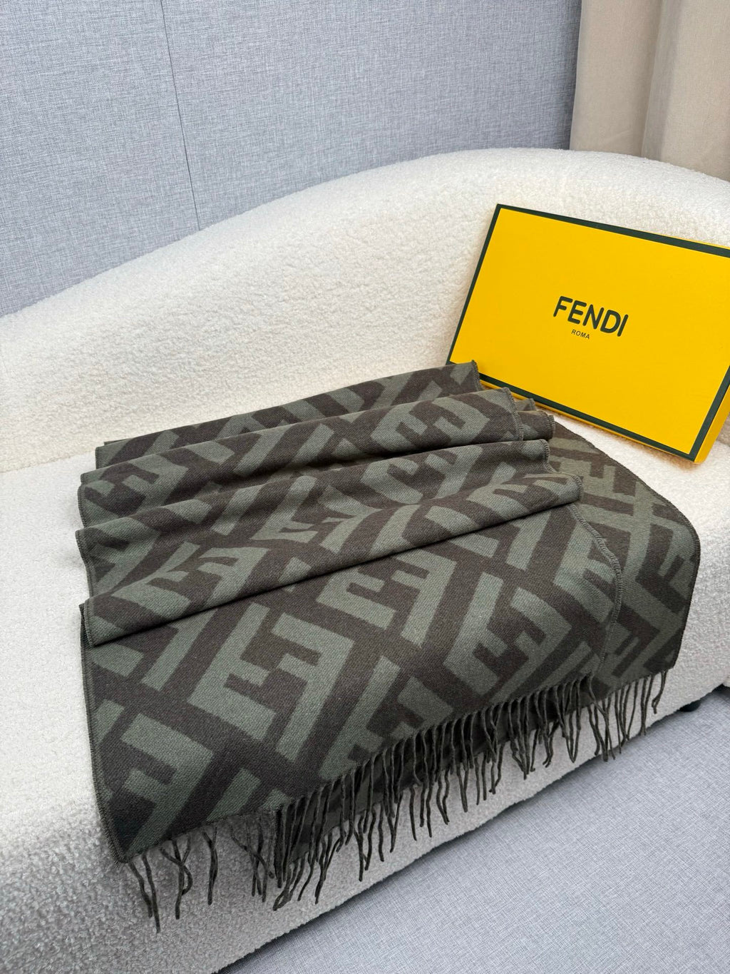 Fendi Classic Cashmere Shawl Long Scarf