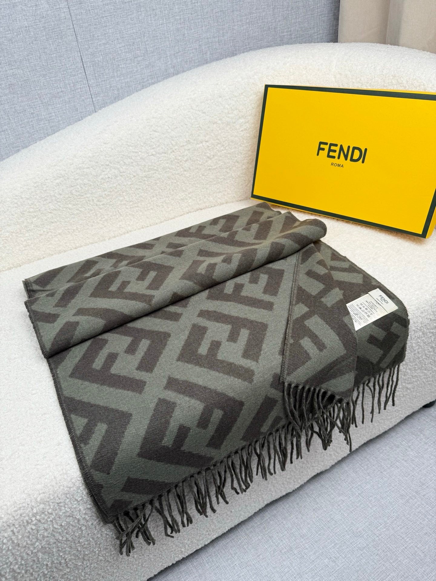 Fendi Classic Cashmere Shawl Long Scarf
