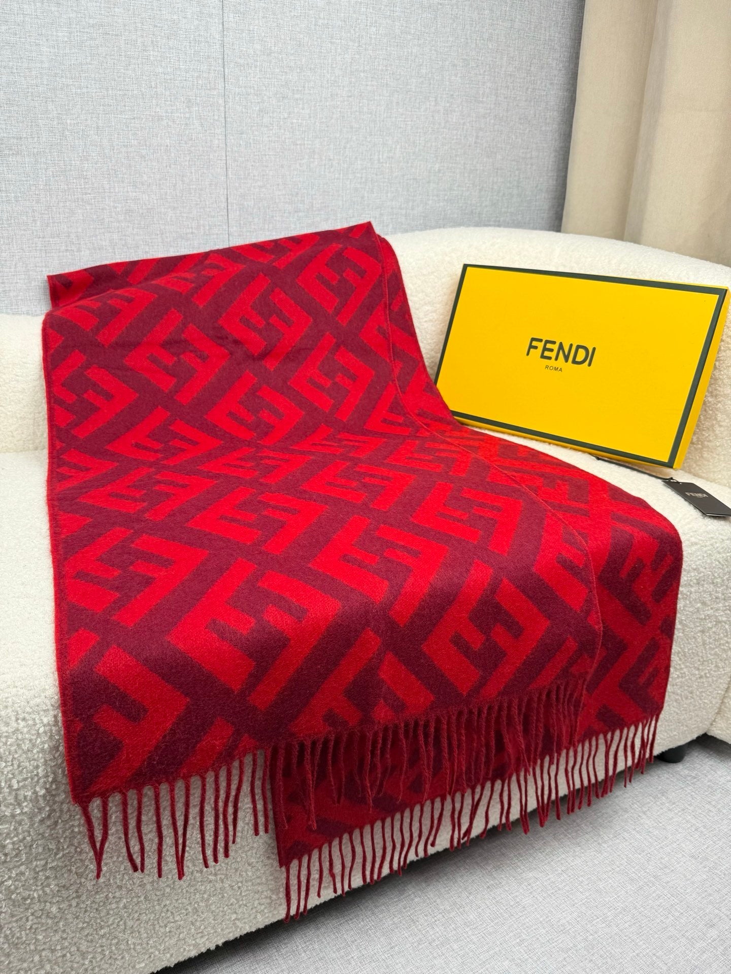 Fendi Classic Cashmere Shawl Long Scarf