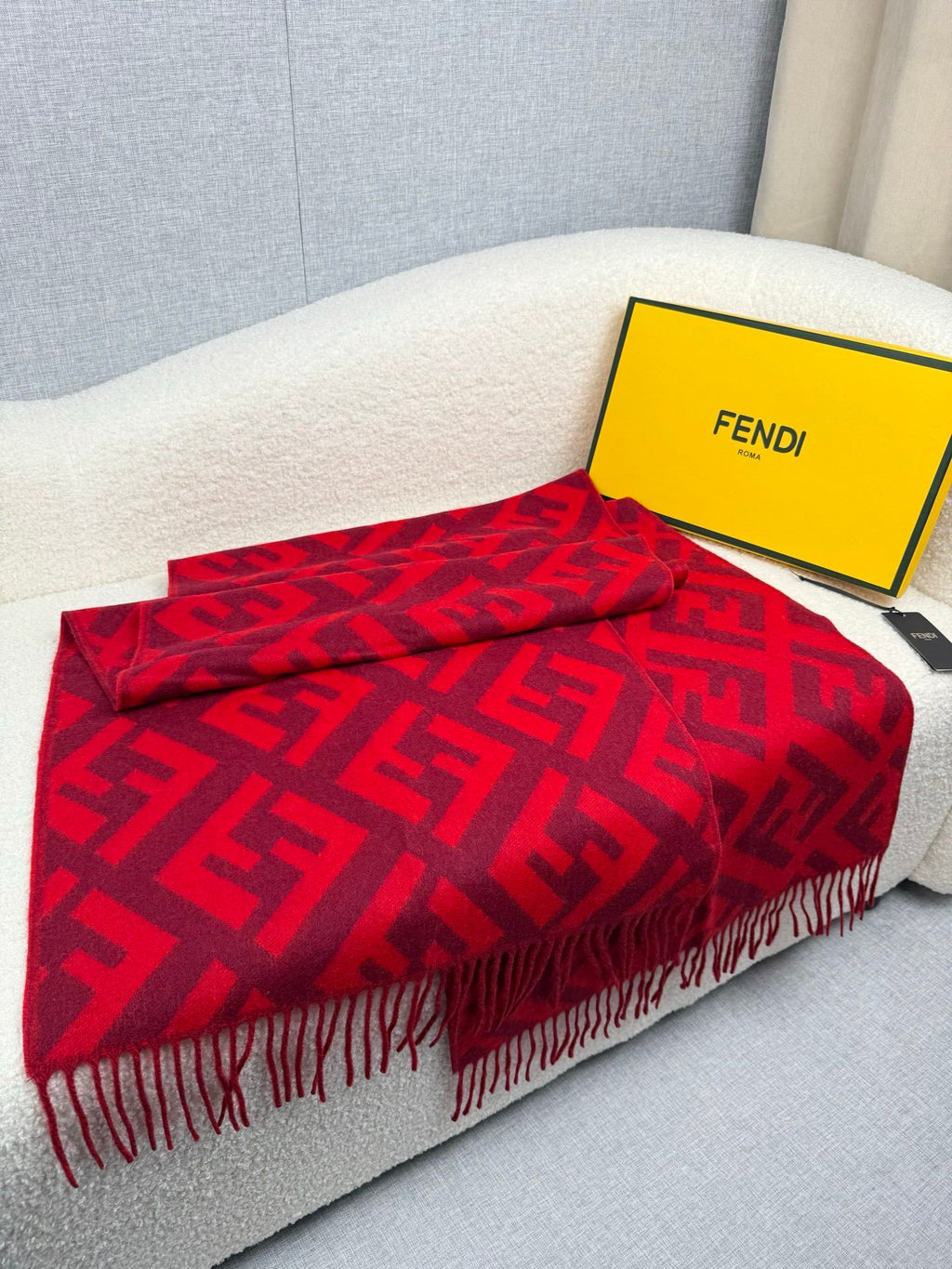 Fendi Classic Cashmere Shawl Long Scarf