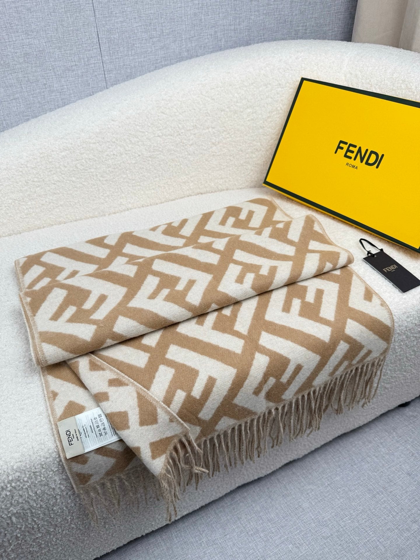 Fendi Classic Cashmere Shawl Long Scarf