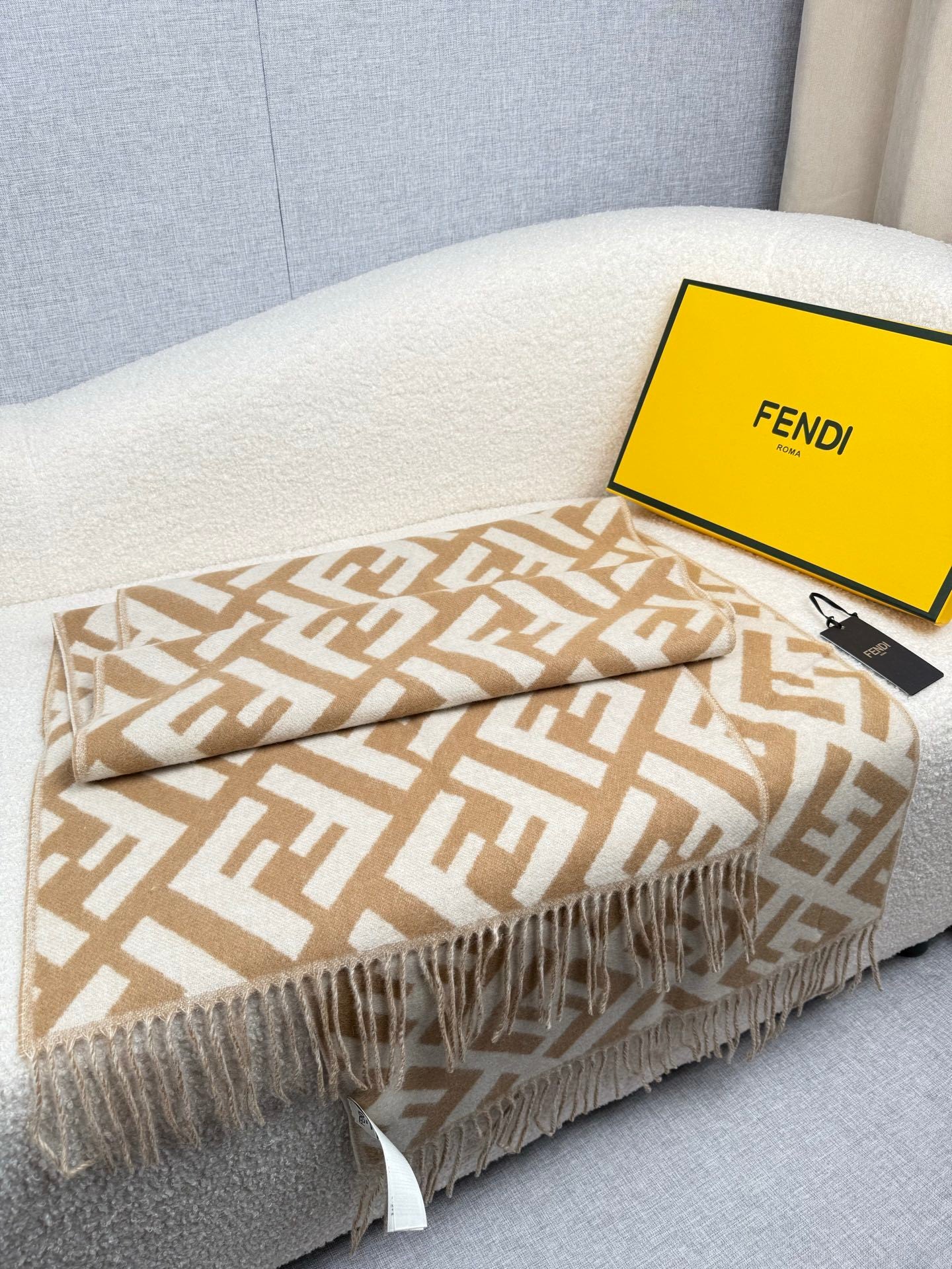 Fendi Classic Cashmere Shawl Long Scarf