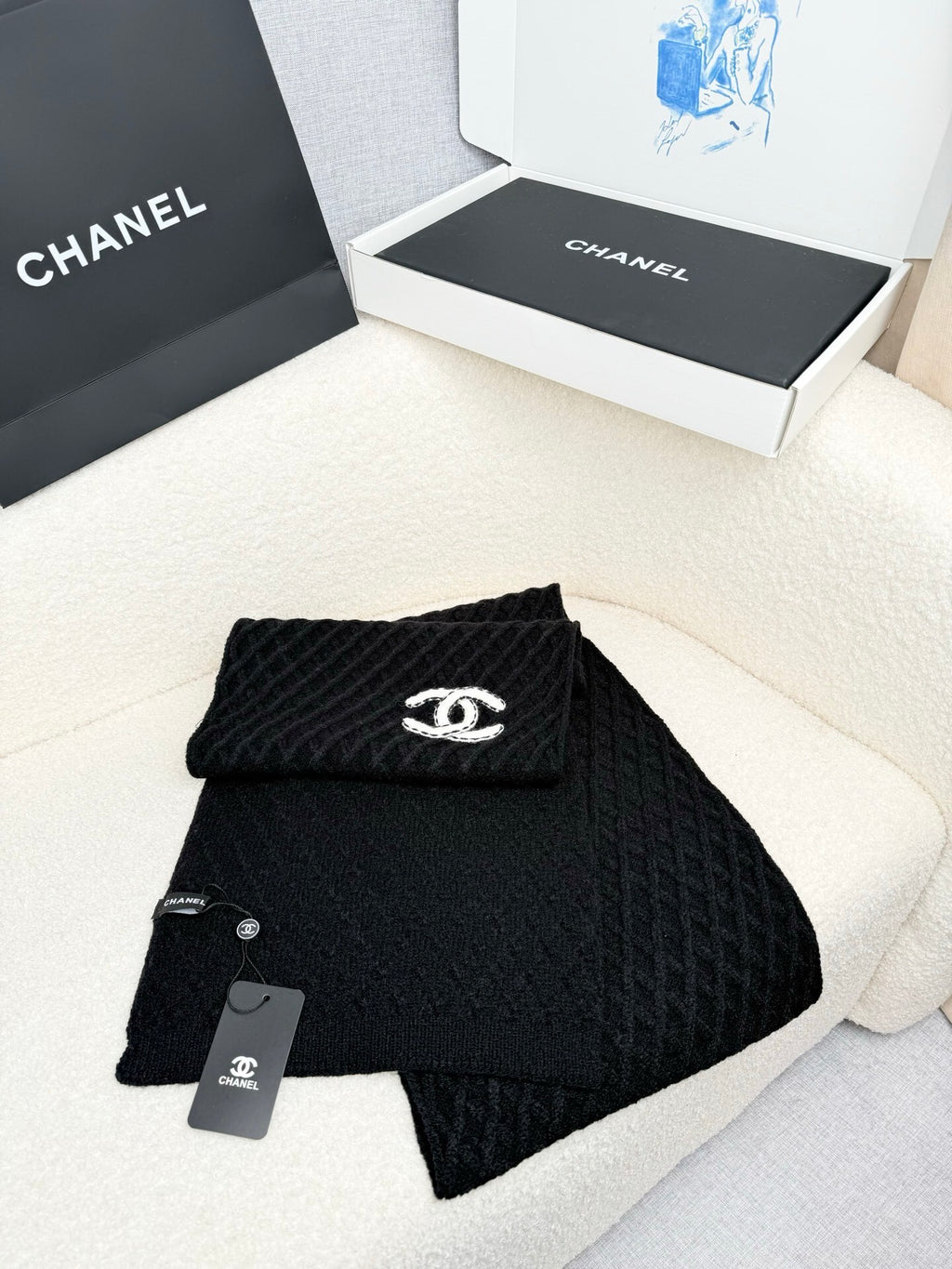 Chanel Knitted Long Scarf