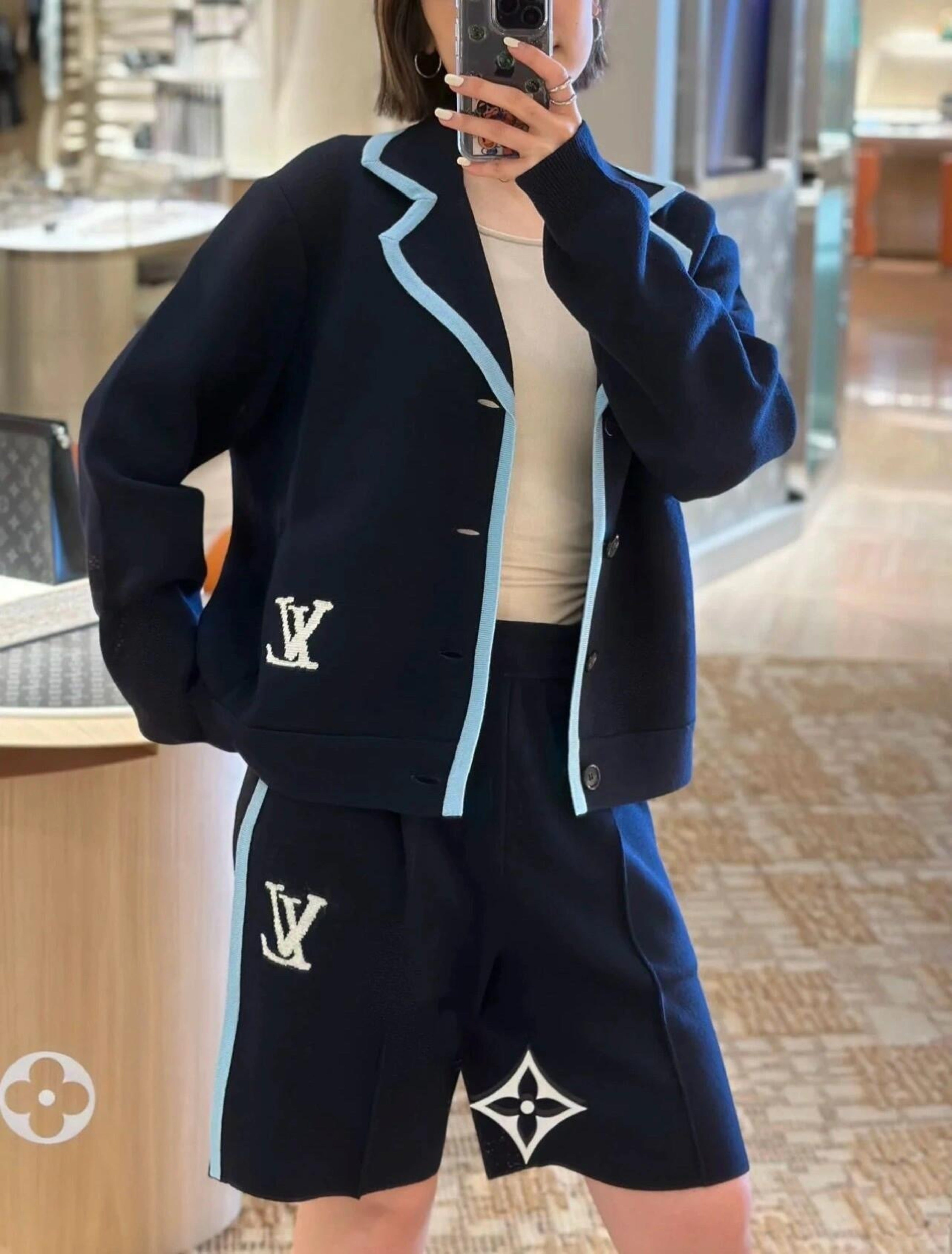 Louis Vuitton Logo Jacquard Elastic Waist Casual Shorts