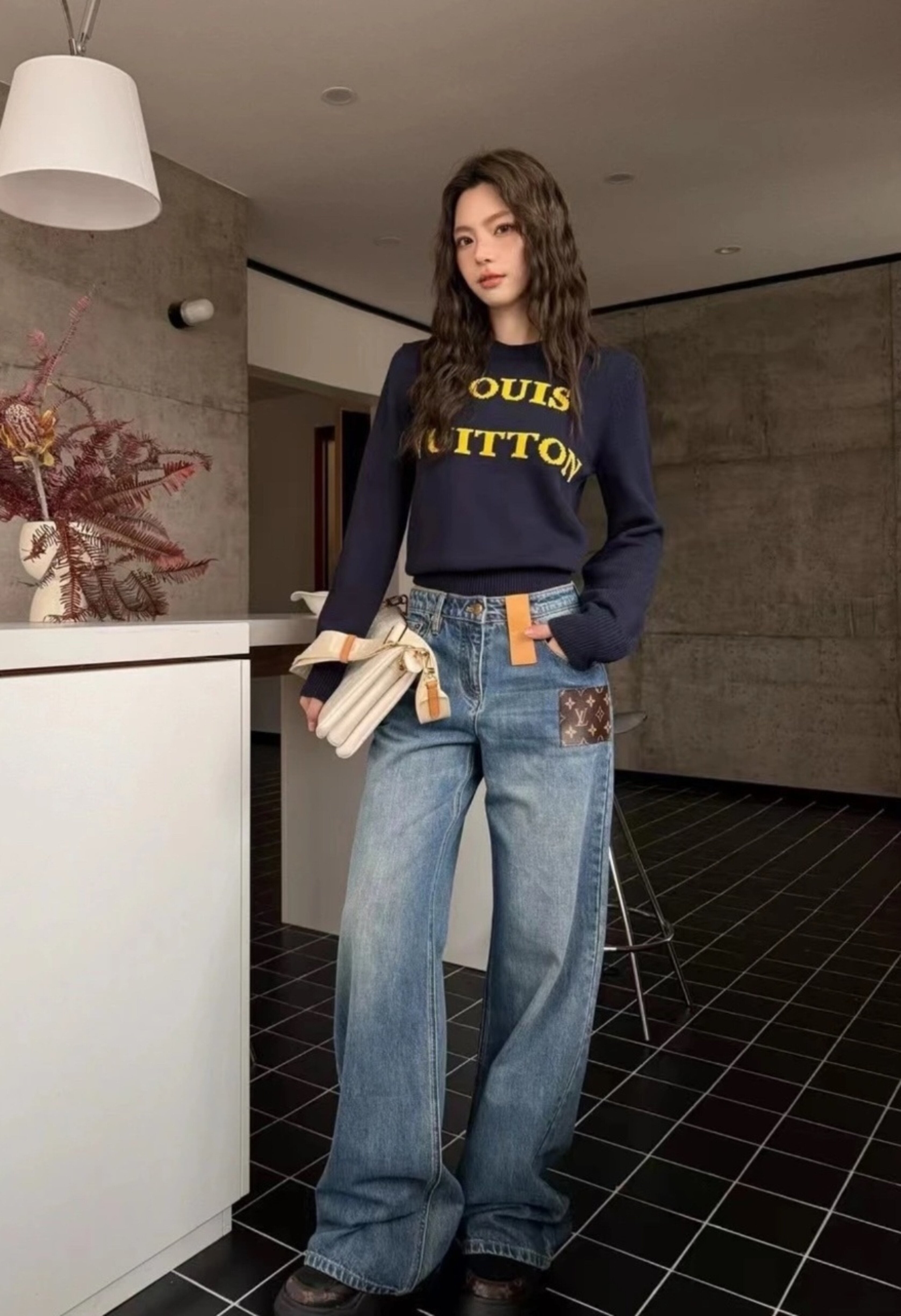 Louis Vuitton Labeled High-Waisted Straight Leg Jeans