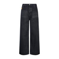 Louis Vuitton Embroidered Leather Label Wide-Leg Jeans