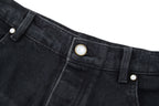 Louis Vuitton Embroidered Leather Label Wide-Leg Jeans