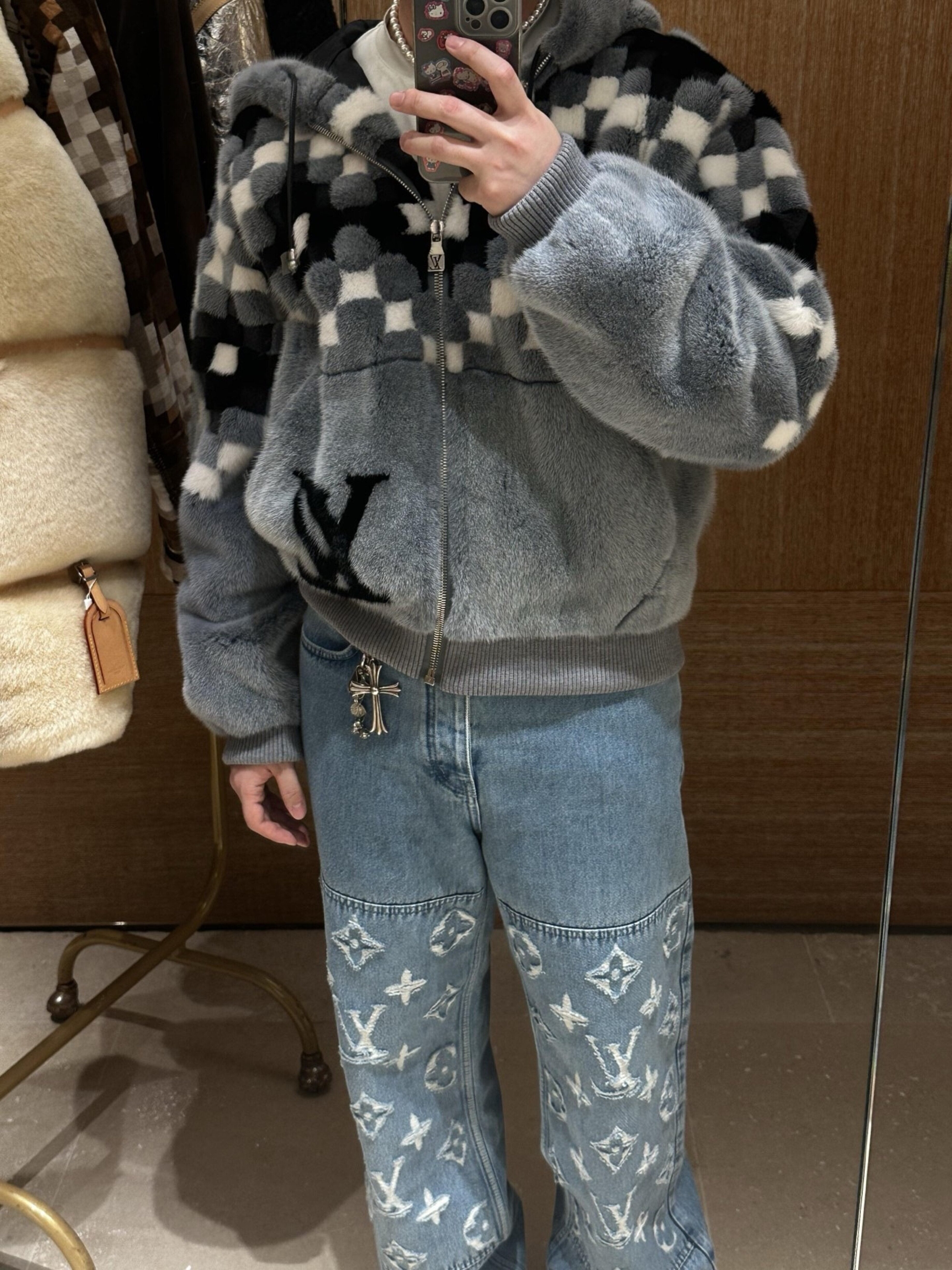 Louis Vuitton L Washed Distressed Denim Trousers