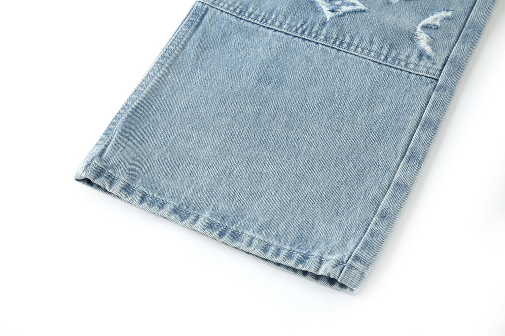 Louis Vuitton L Washed Distressed Denim Trousers