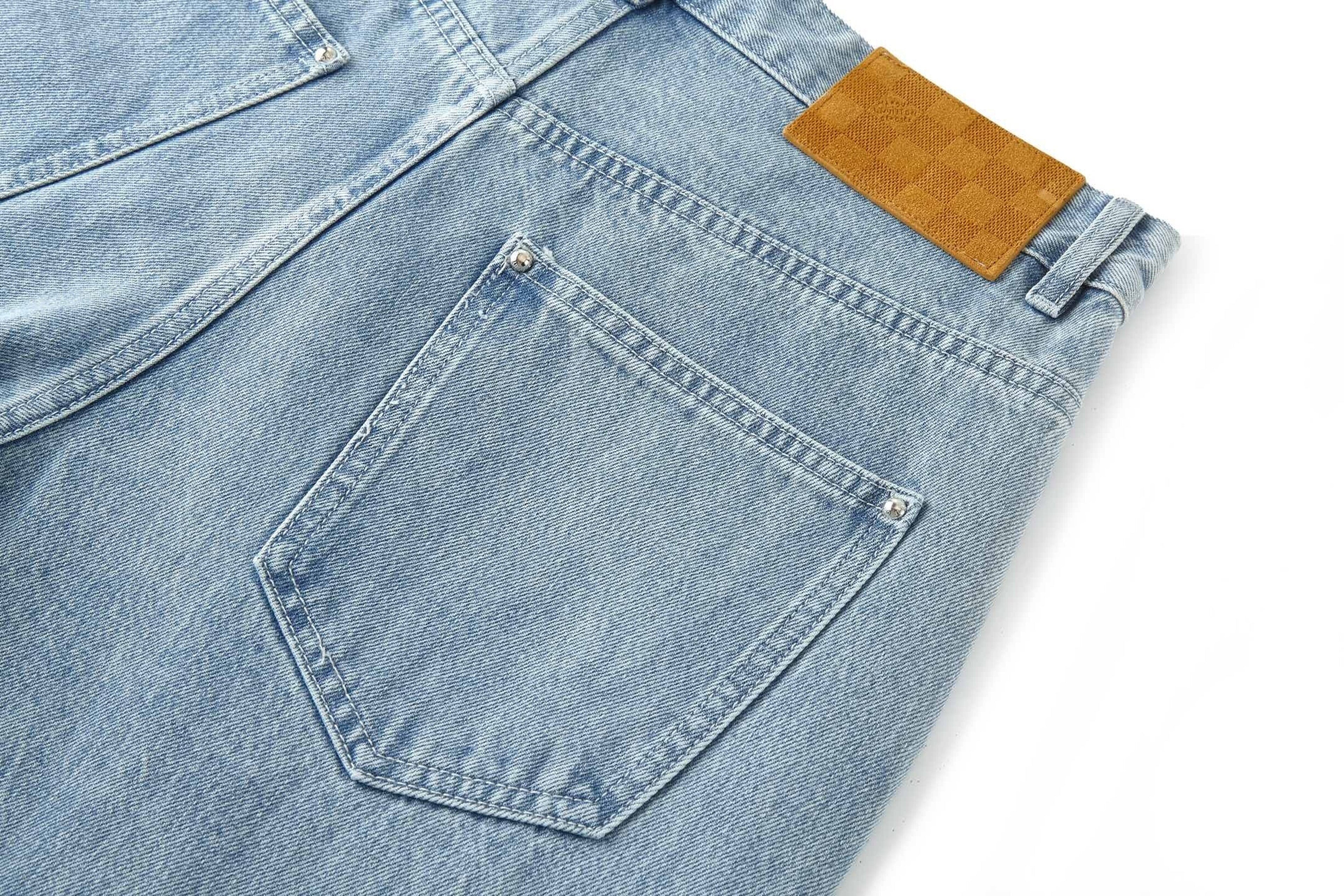 Louis Vuitton L Washed Distressed Denim Trousers