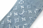 Louis Vuitton L Washed Distressed Denim Trousers