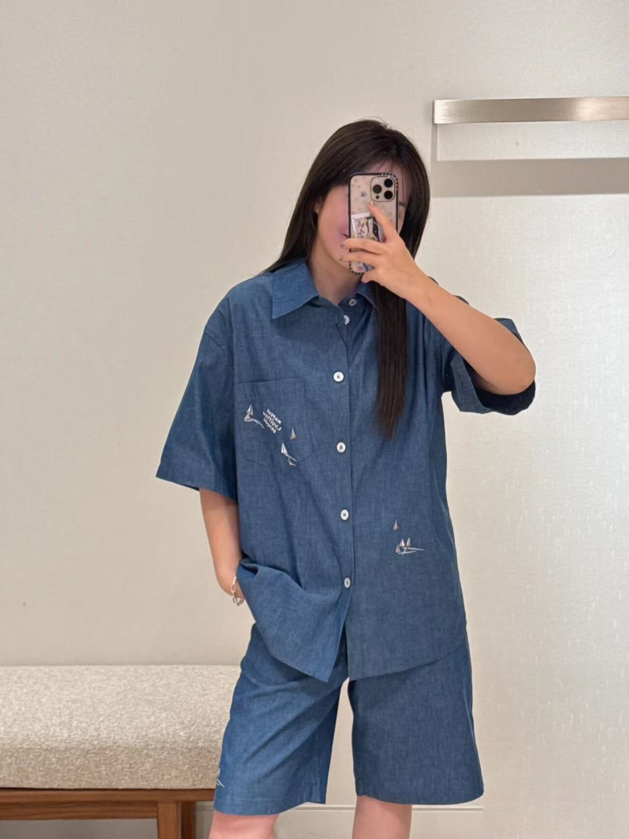 Louis Vuitton Embroidered Chambray Shorts