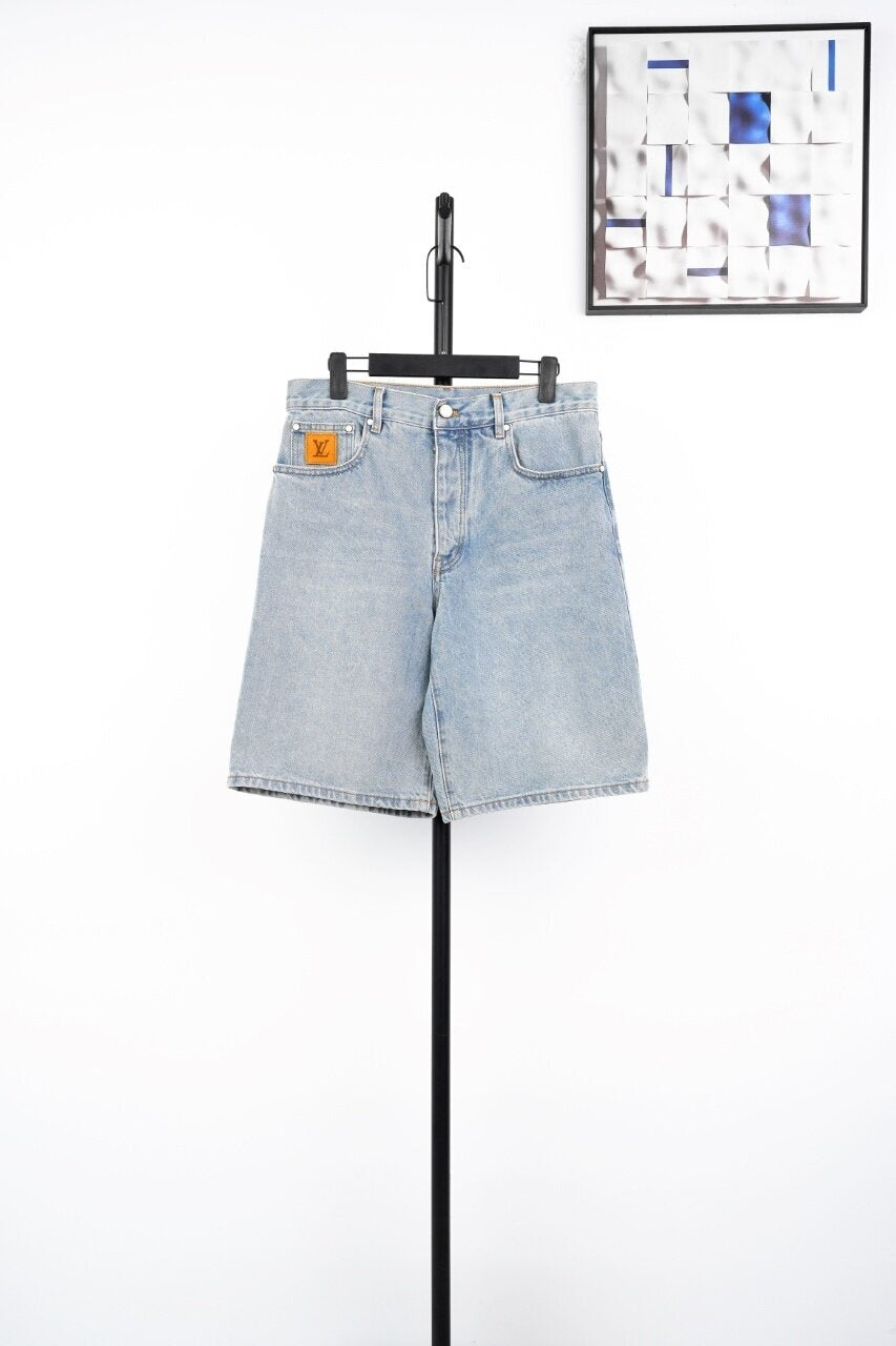 Louis Vuitton Pocket Exposed Stitching Monogram Denim Shorts