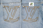 Louis Vuitton Pocket Exposed Stitching Monogram Denim Shorts