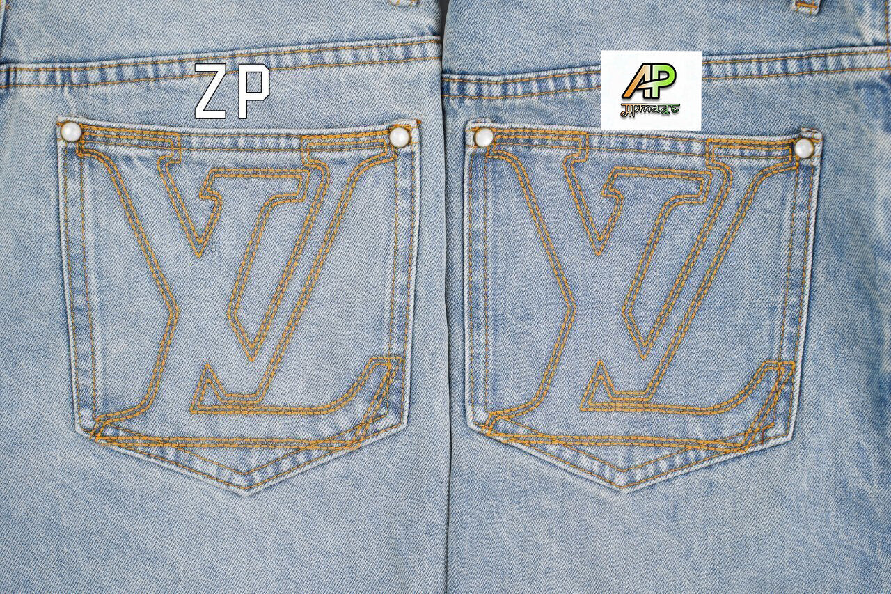 Louis Vuitton Pocket Exposed Stitching Monogram Denim Shorts