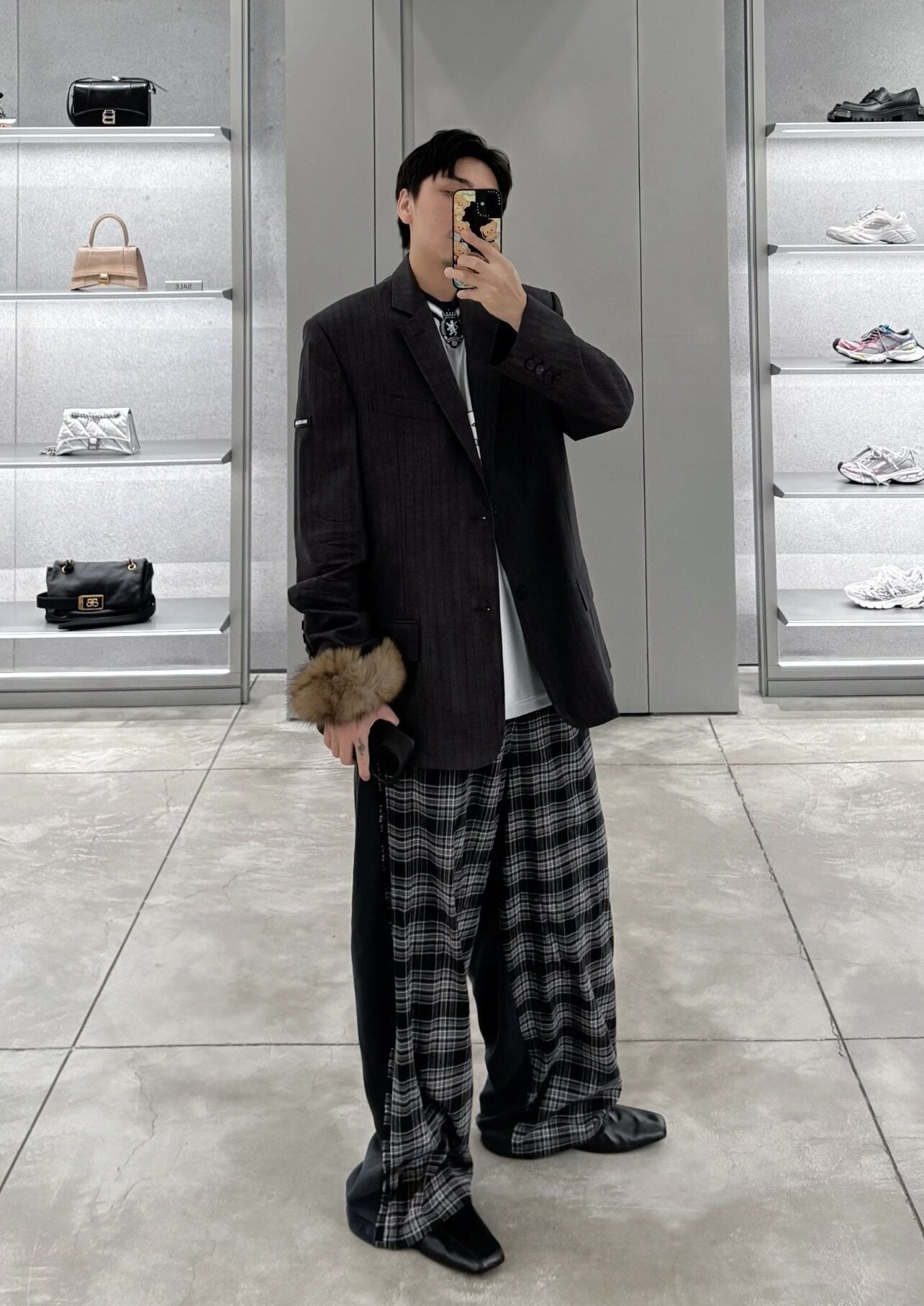 Balenciaga Plaid Pants with Front and Back Panels
