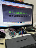 Balenciaga Runway Style Circular Embroidered Four-Color Trackpants