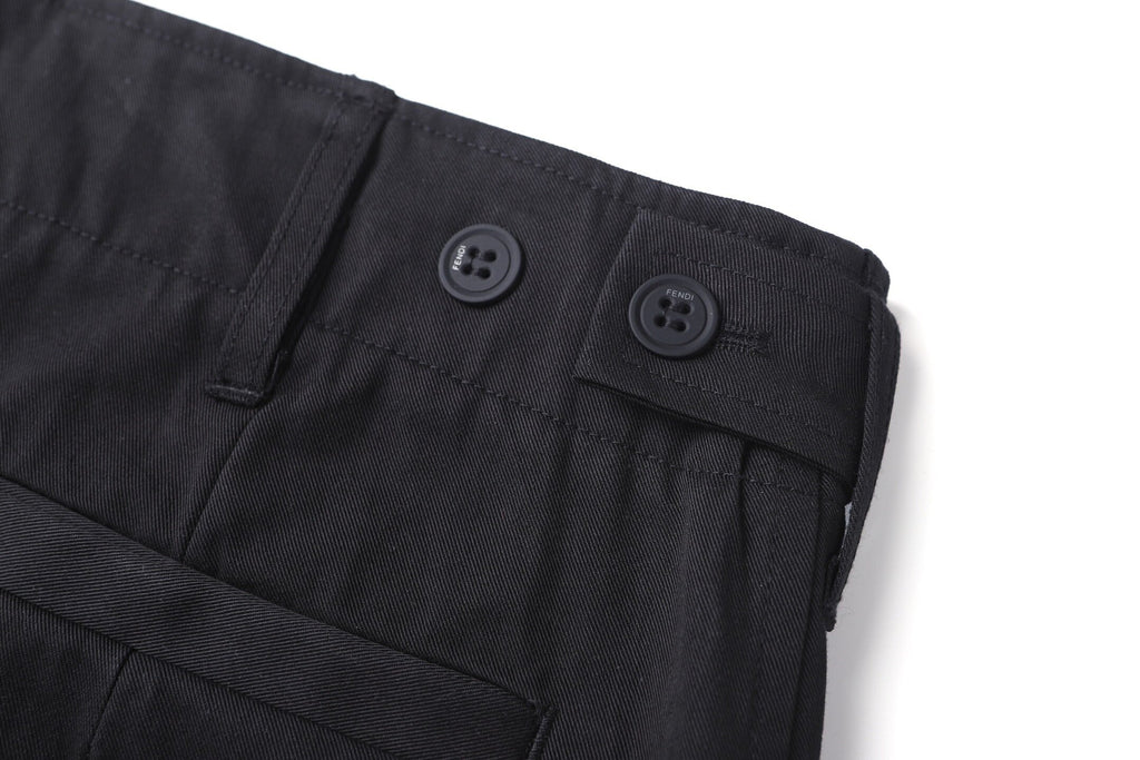 Fendi Gabardine Belt Loop Zipper Patch Pocket Cargo Pants