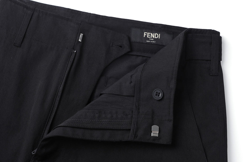 Fendi Gabardine Belt Loop Zipper Patch Pocket Cargo Pants