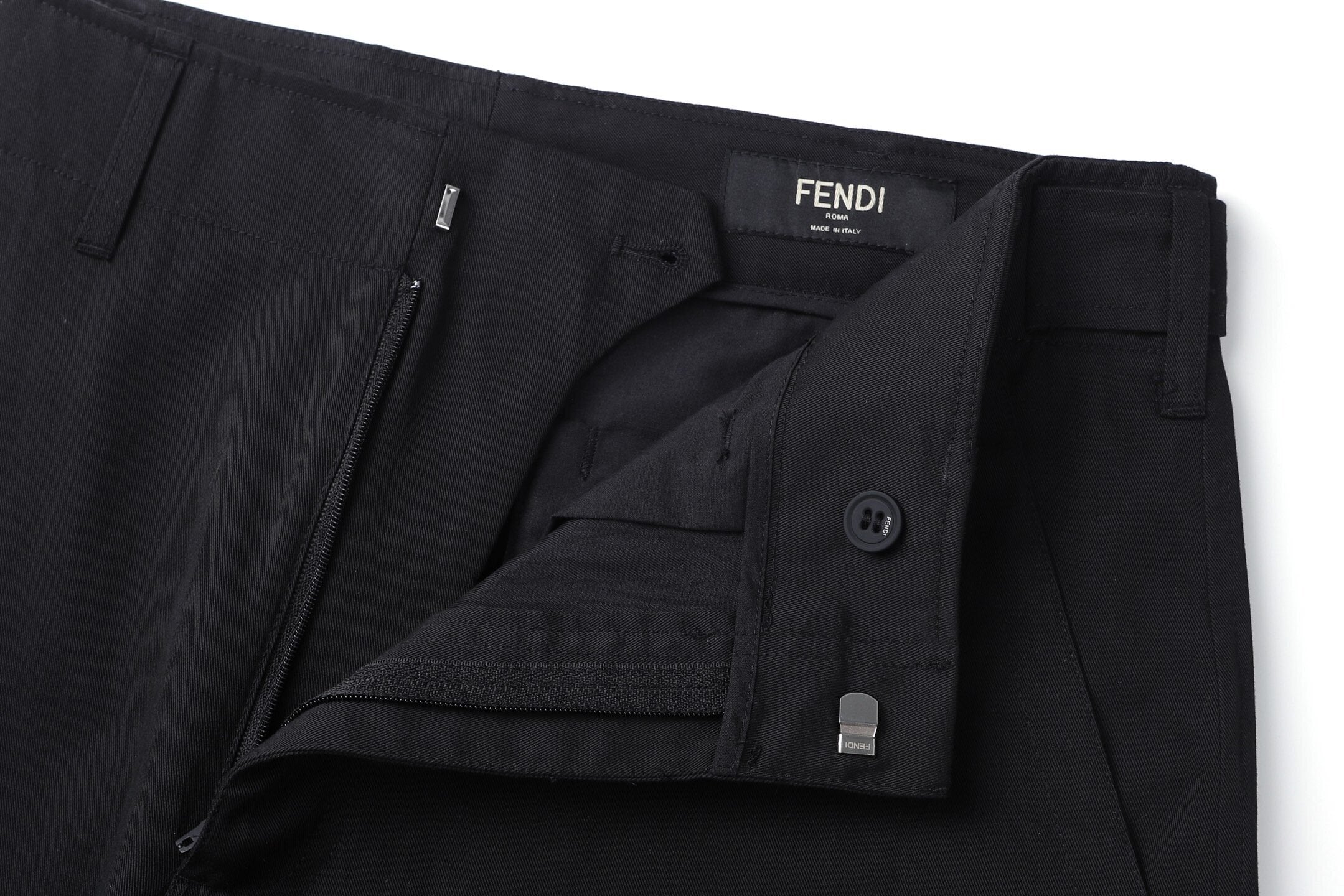 Fendi Gabardine Belt Loop Zipper Patch Pocket Cargo Pants
