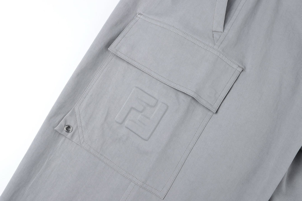 Fendi Gabardine Belt Loop Zipper Patch Pocket Cargo Pants