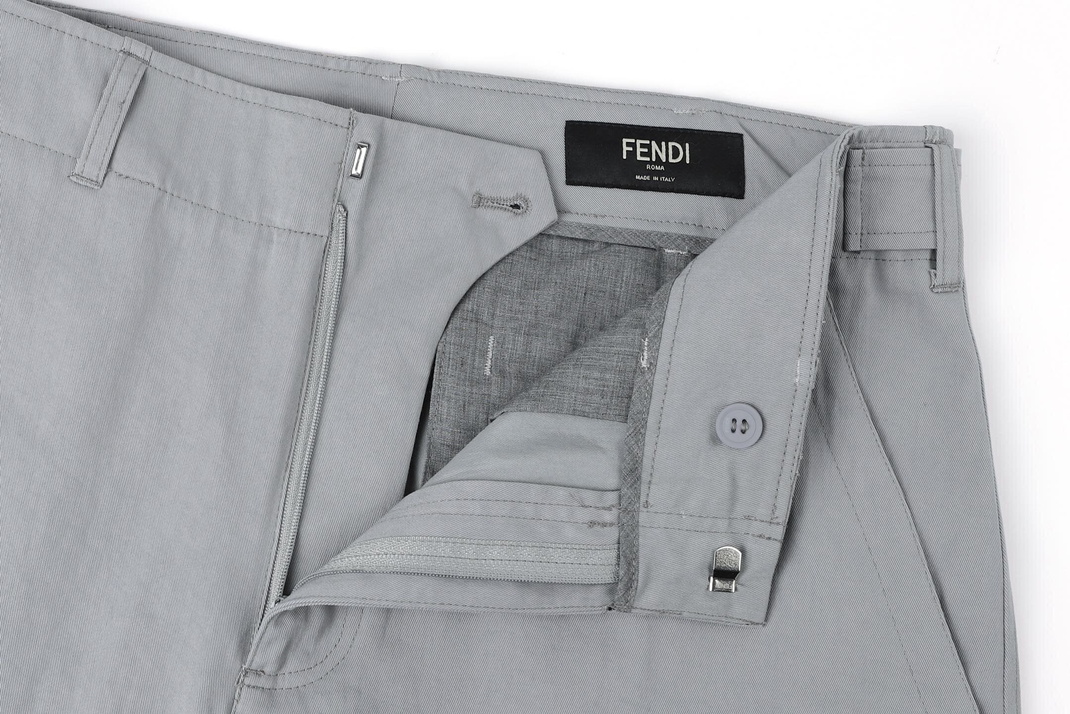 Fendi Gabardine Belt Loop Zipper Patch Pocket Cargo Pants