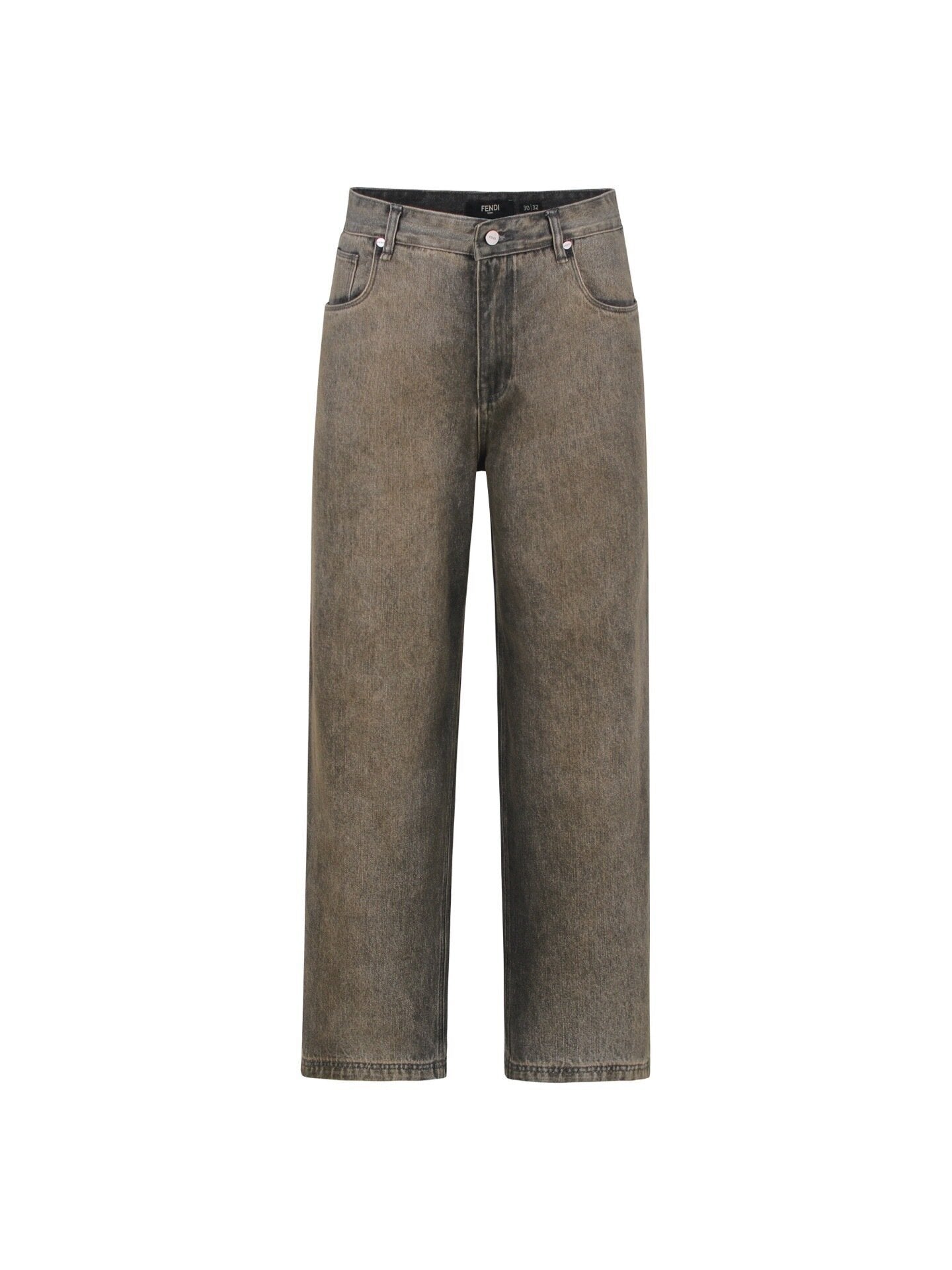 Fendi Straight-Leg Side Pocket Over-Dyed Long Jeans