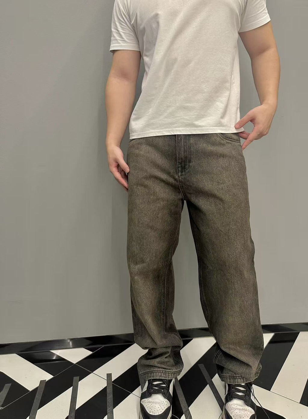 Fendi Straight-Leg Side Pocket Over-Dyed Long Jeans