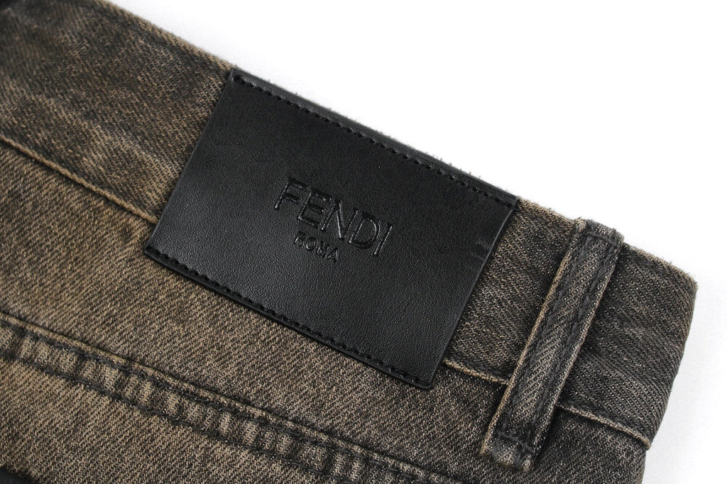 Fendi Straight-Leg Side Pocket Over-Dyed Long Jeans