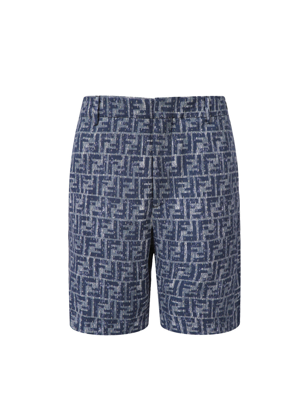 Fendi Blue Topstitched FF Shorts
