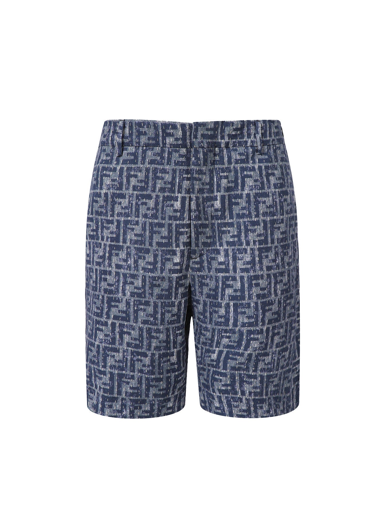 Fendi Blue Topstitched FF Shorts
