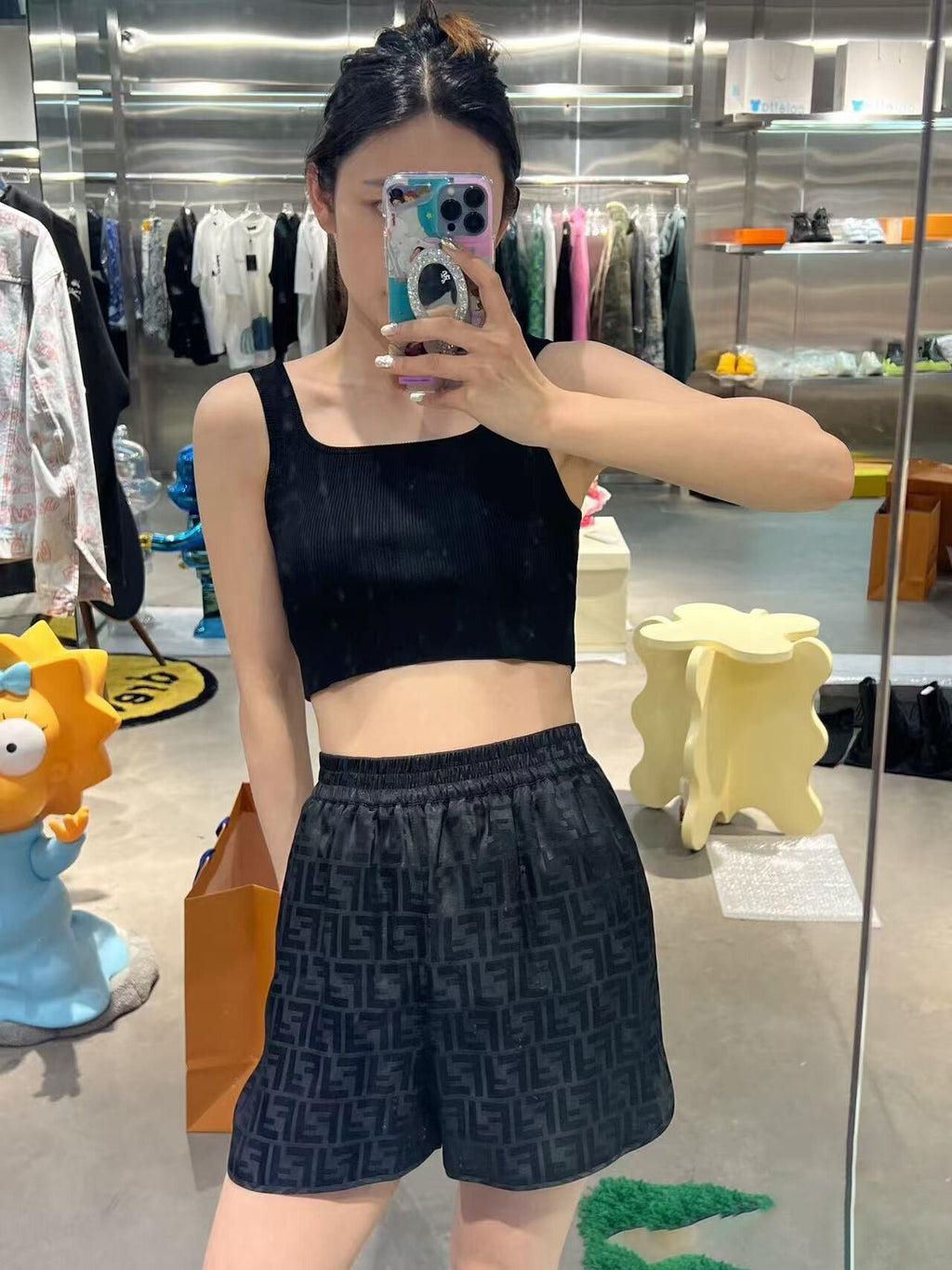 Fendi Blue Double F Nylon Swim Shorts