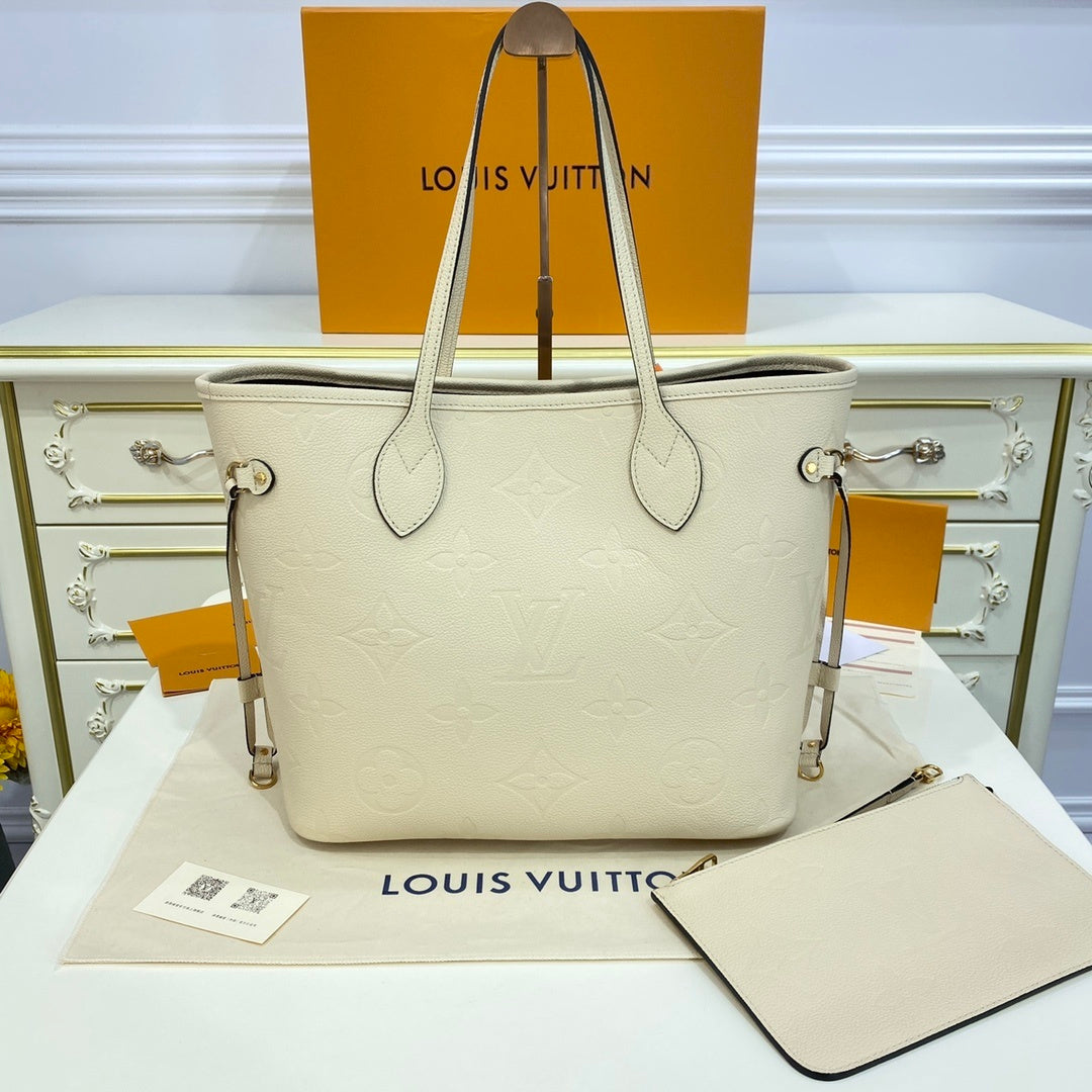 Louis Vuitton Neverfull All-Leather Embossed Tote