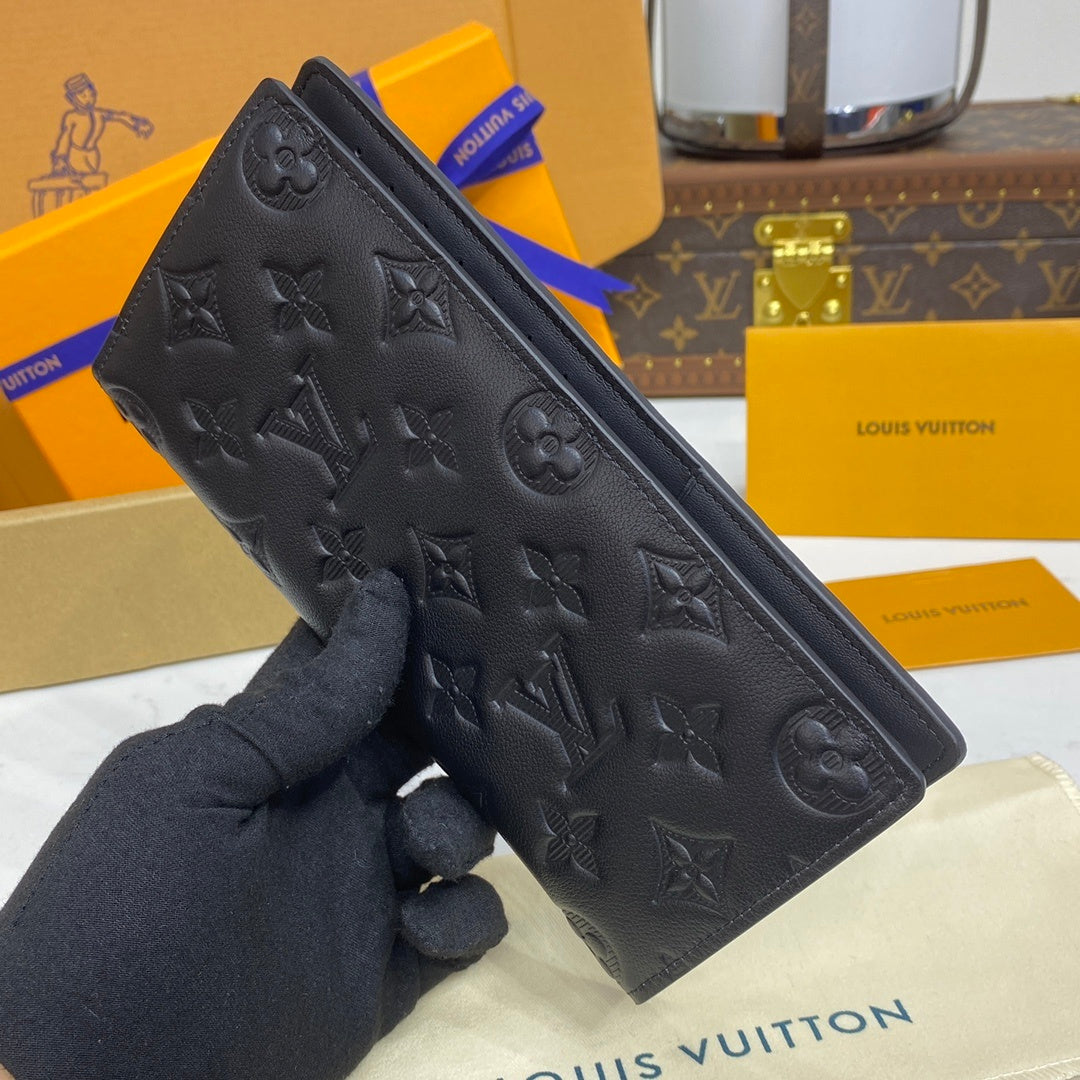 Louis Vuitton Wallet Set Black Embossed