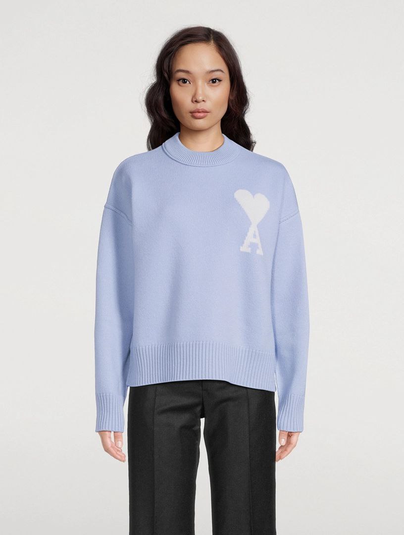 Ami Light Blue Wool Sweater