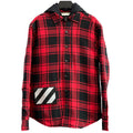 Off-White Plaid Splicing Hooded Shirt