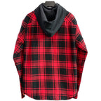 Off-White Plaid Splicing Hooded Shirt