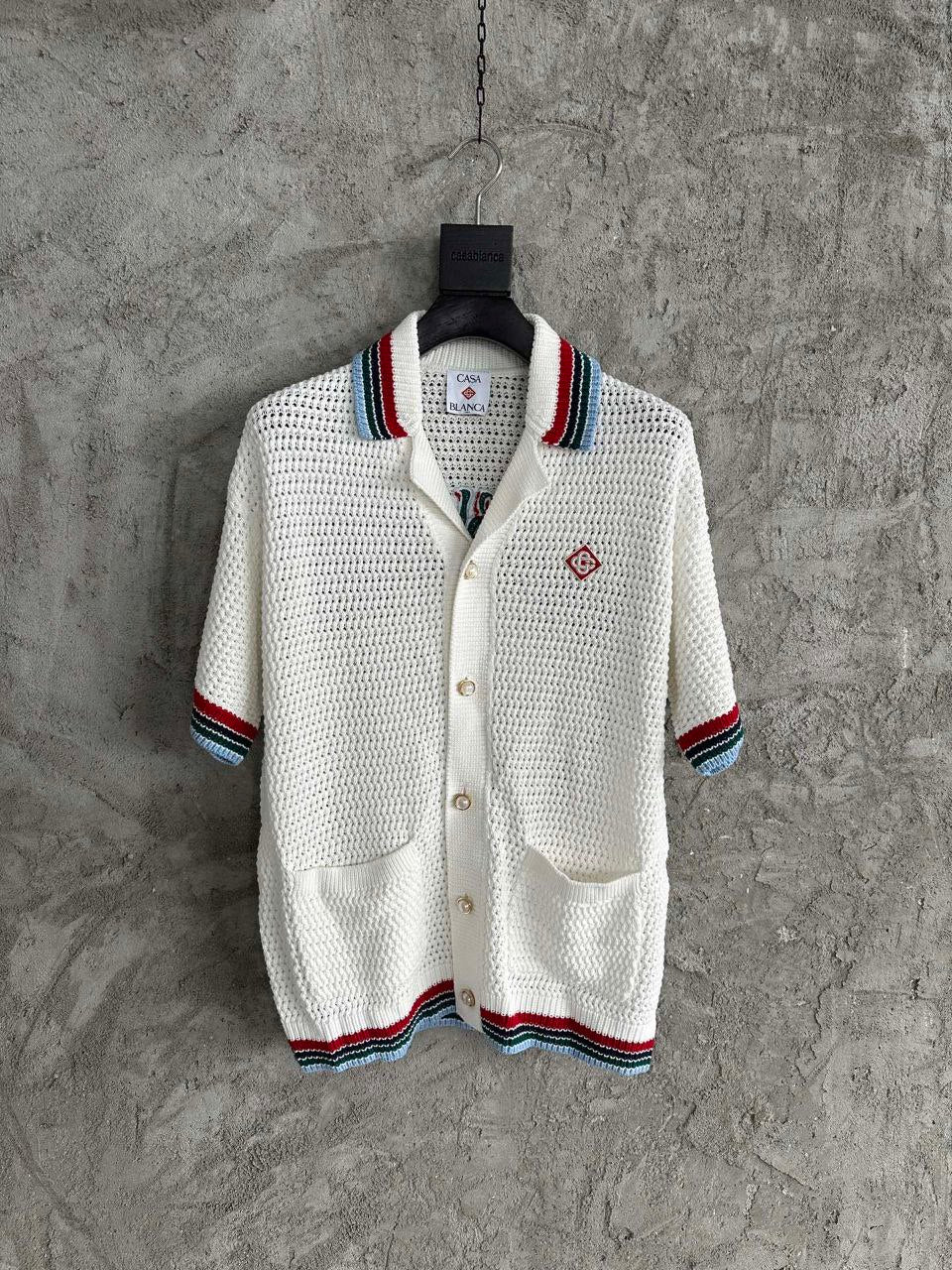 Casablanca Crochet Knit Half Sleeve Shirt