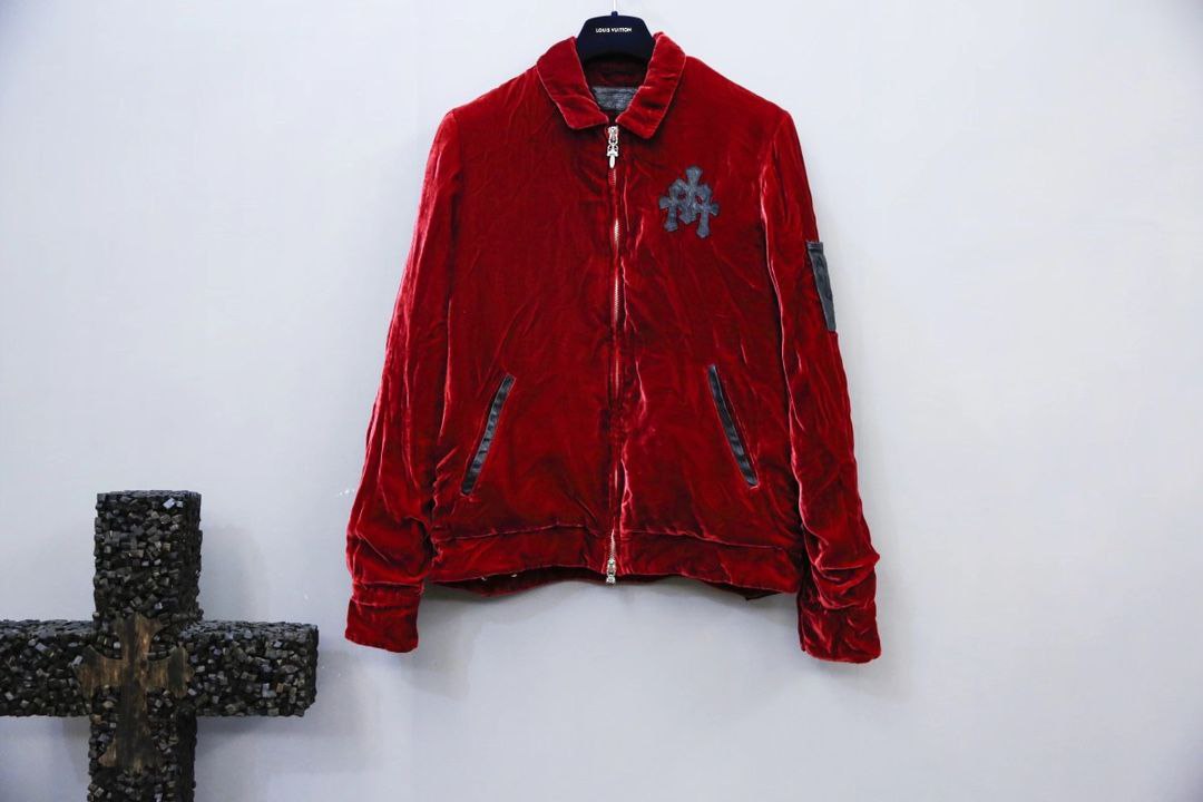 Chrome Hearts Quilted Red Velvet Jacket