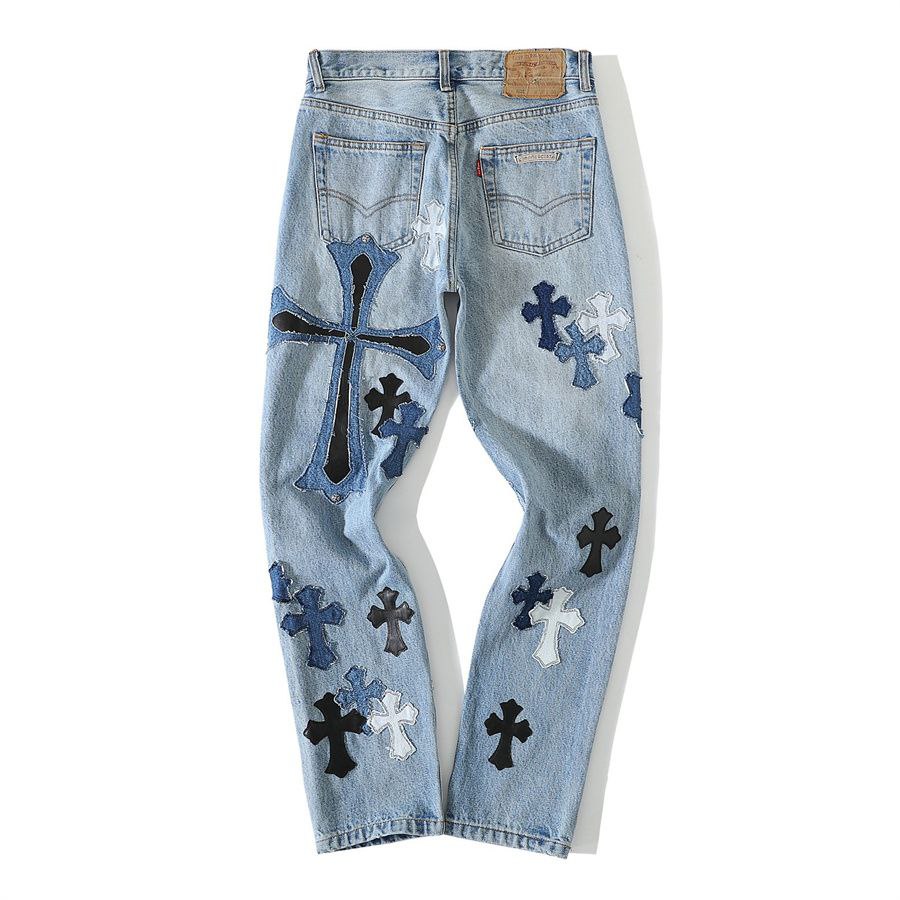 Chrome Hearts x Levi’s Jeans (Silver Cross & Leather Patchwork)