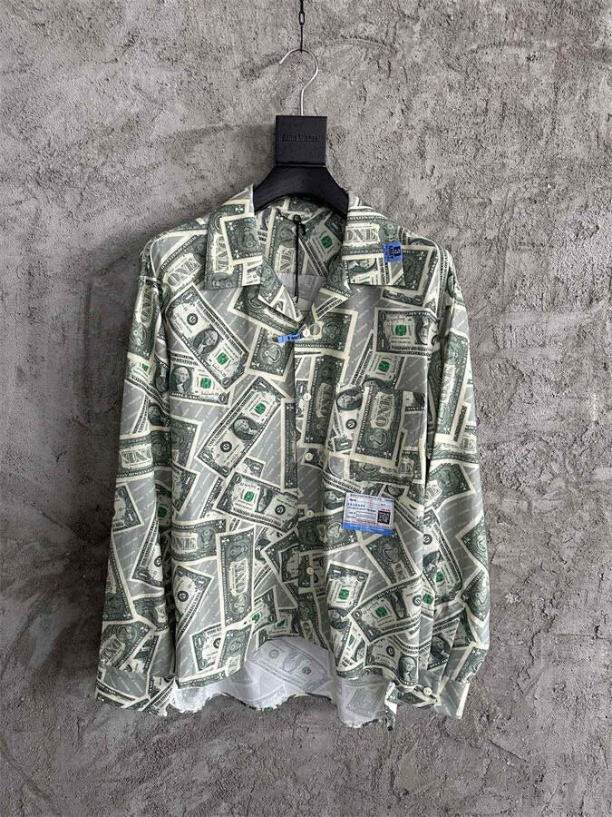 Maison Mihara Yasuhiro Rayon Cotton Blend Dollar Bill Shirt