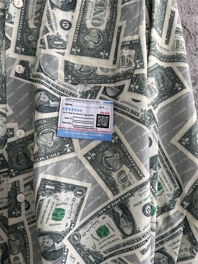 Maison Mihara Yasuhiro Rayon Cotton Blend Dollar Bill Shirt