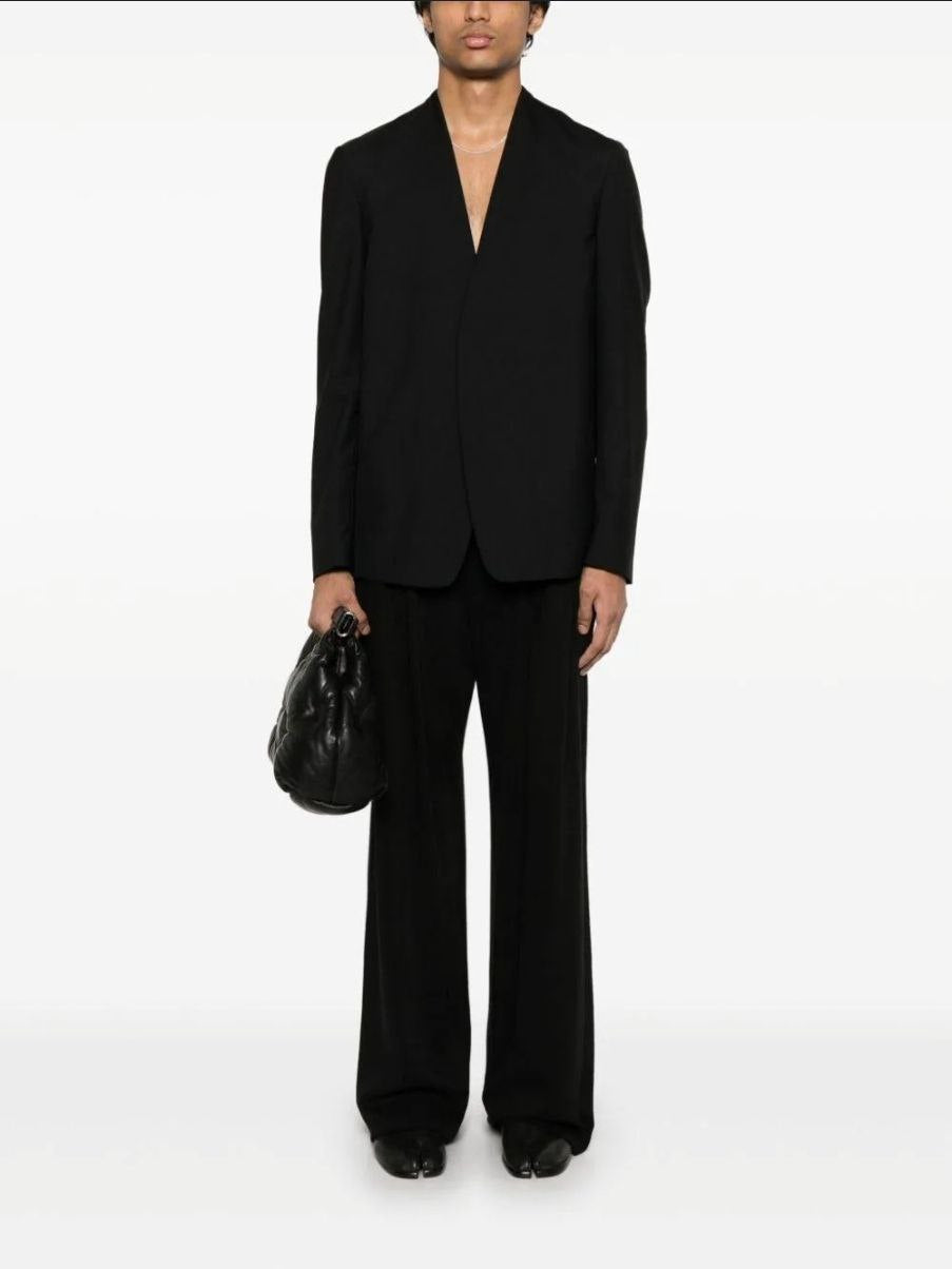 Maison Margiela Collarless Poplin Wool Jacket