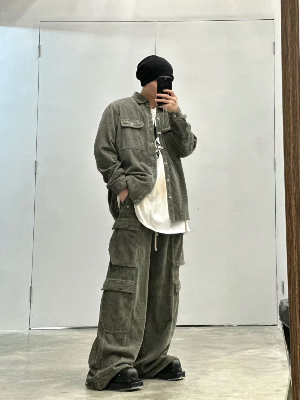 Rick Owens Corduroy Wide Cargo Pants