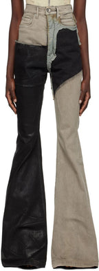 Rick Owens DRKSHDW Black & Taupe Strobe Jeans