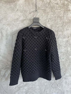 Raf Simons Black Wool Piercing Honey Stitch Sweater